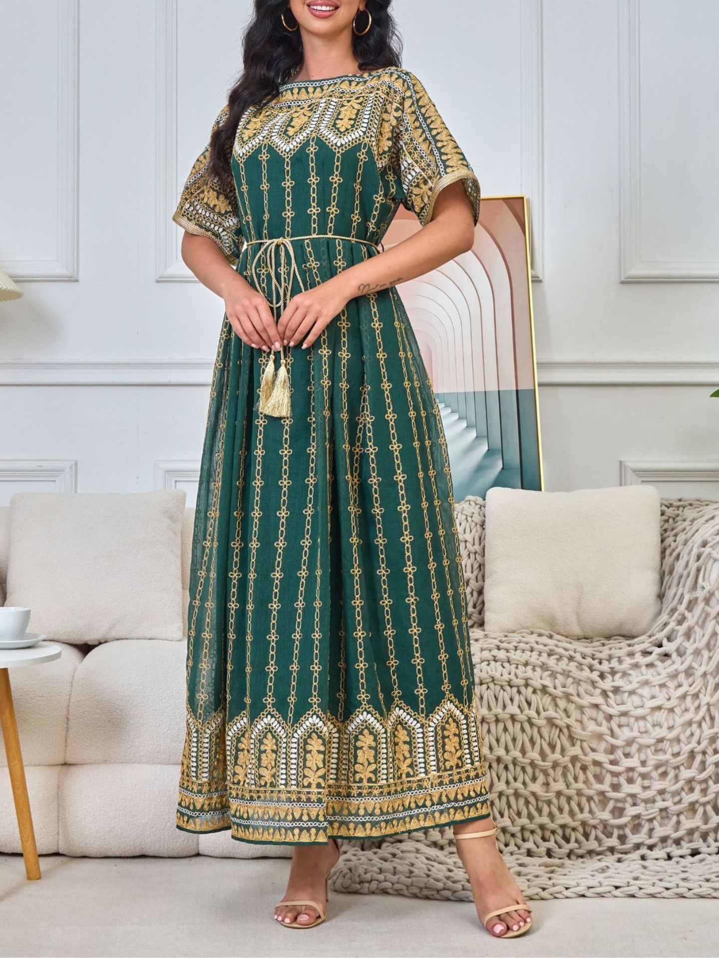 Elegant Embroidered Vintage Full Skirt Dress | Oxredo Shop Ramadan Sale