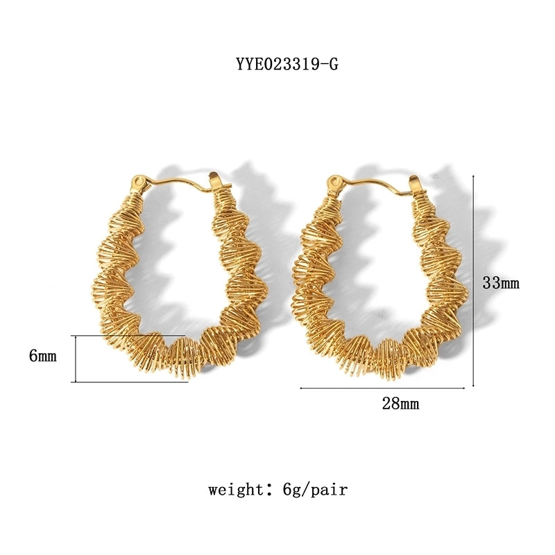 1 Pair French Style U Shape Plating Hollow Out 201 Stainless Steel 18K Gold Plated Earrings