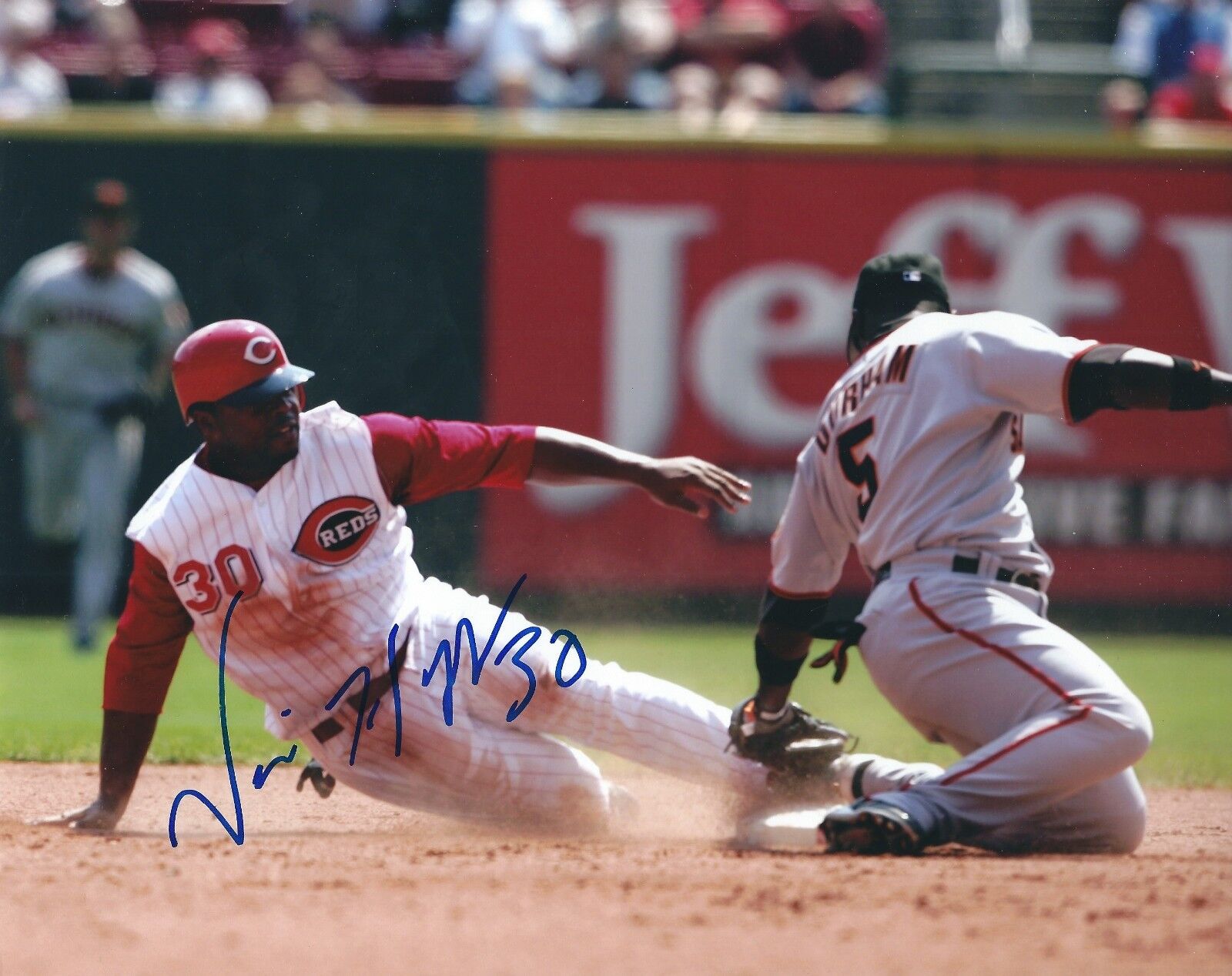 Autographed 8x10 NORRIS HOPPER Cincinnati Reds Photo Poster painting - COA