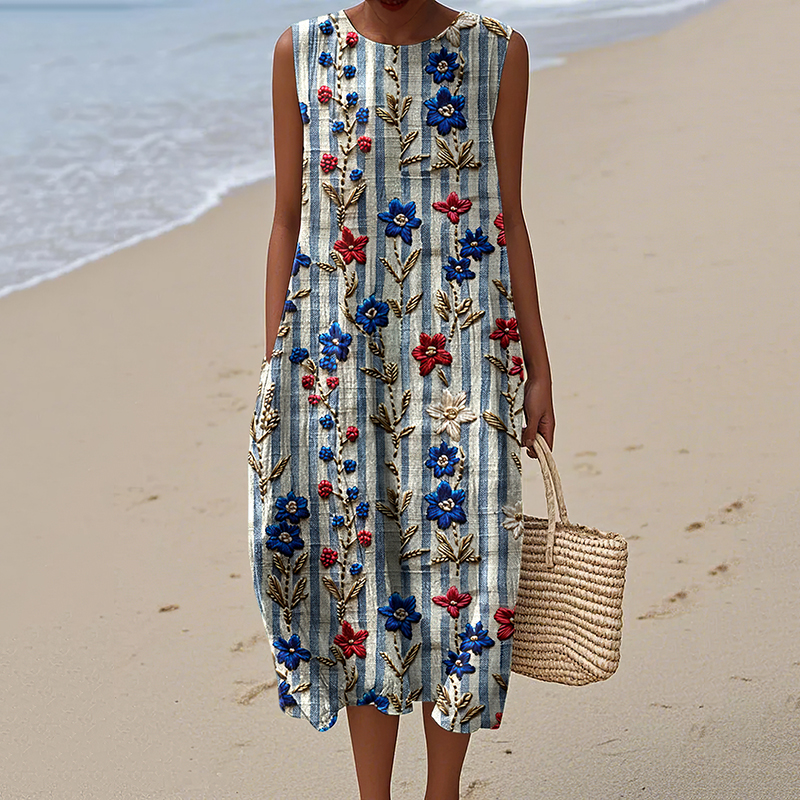 Women's Vintage Floral Check Print Dress wearshes