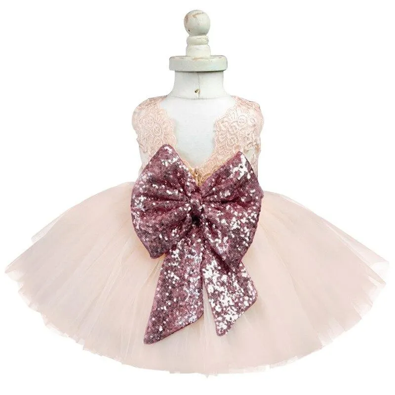 Baby Girl Dress Lace Flower 1st Birthday Beading Dress Newborn Baby Girl Christening Gown Infant Party Princess Pink Vestidos