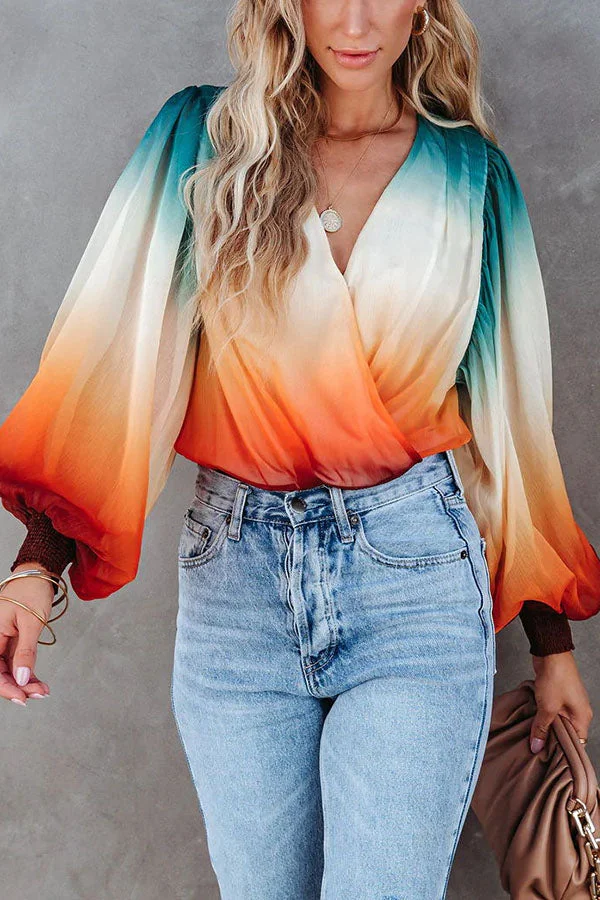 Be A Stand Out Ombre Drape Blouse