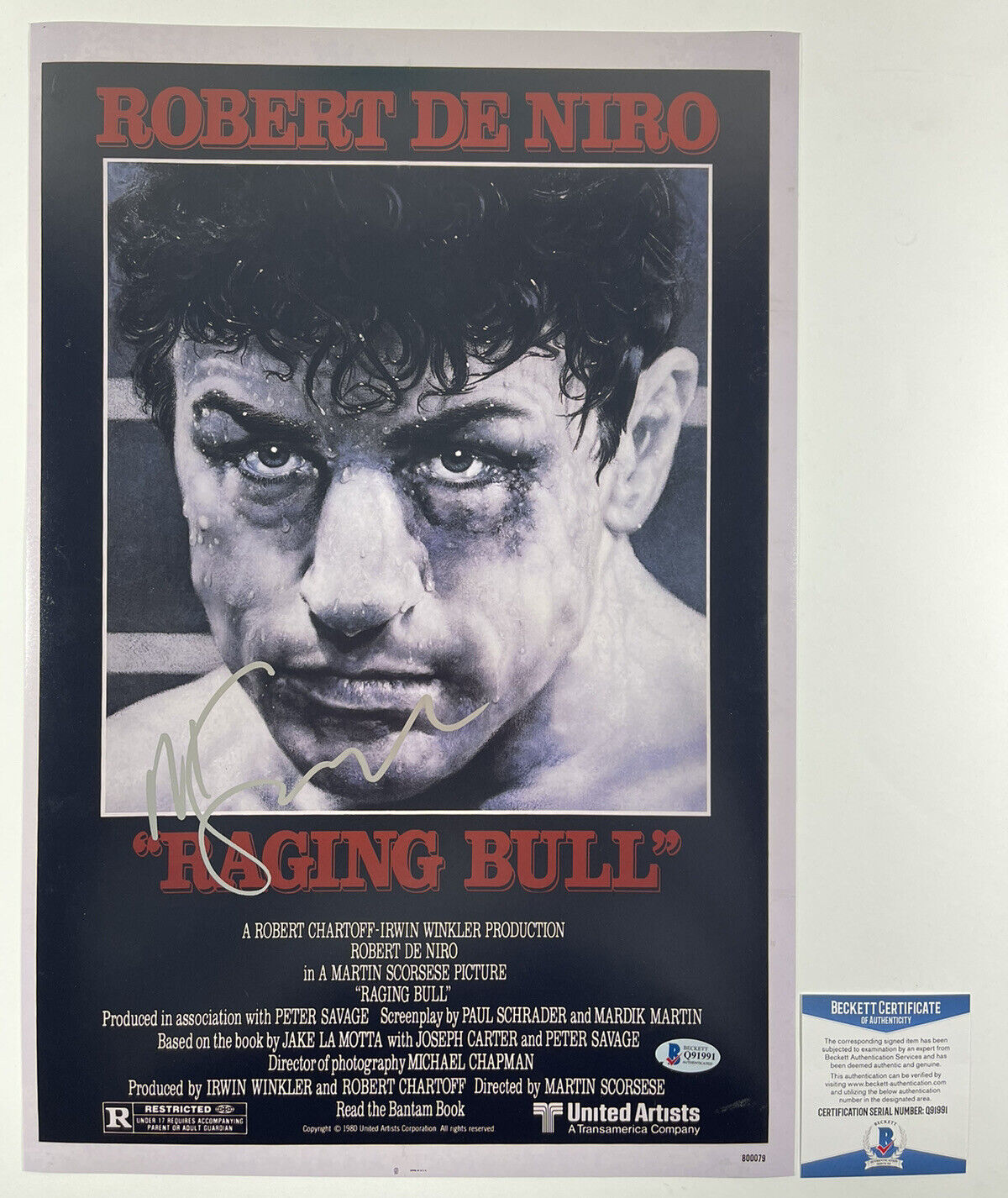 MARTIN SCORSESE SIGNED RAGING BULL 12x18 Photo Poster painting MOVIE POSTER BAS COA #Q91991