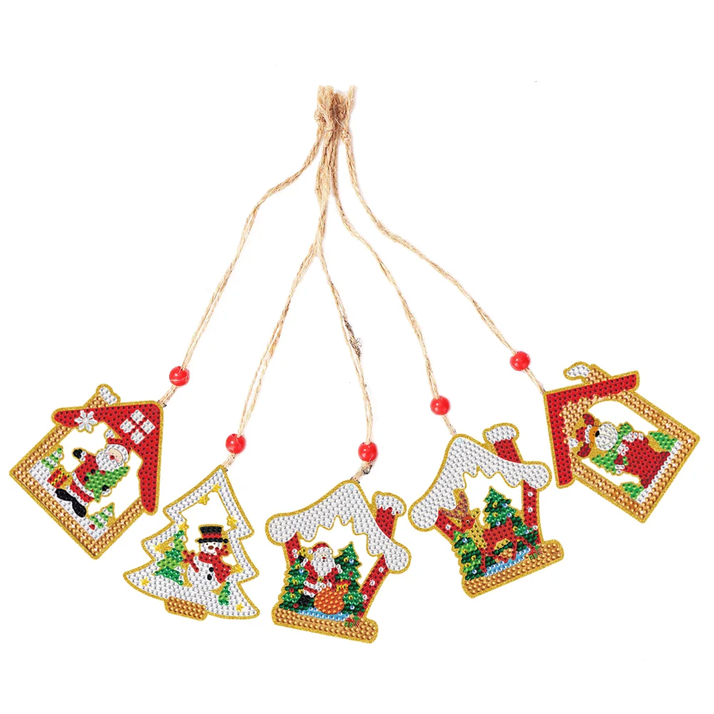 5pcs Diamond Painting Decoration Handmade for Children Christmas Gift(Double Sided)
