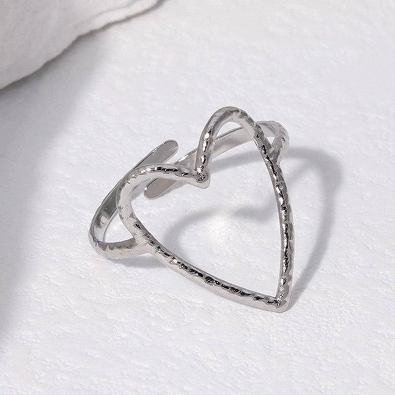 304 Stainless Steel 18K Gold Plated Elegant Retro Plating Geometric Leaf Heart Shape Open Rings