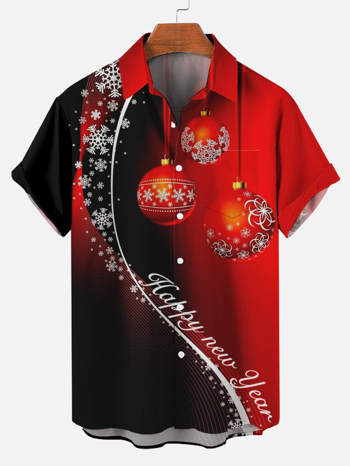 Men's Celebrate Merry Christmas and Happy New Year Short Sleeve Shirt PLUSCLOTHESMAN