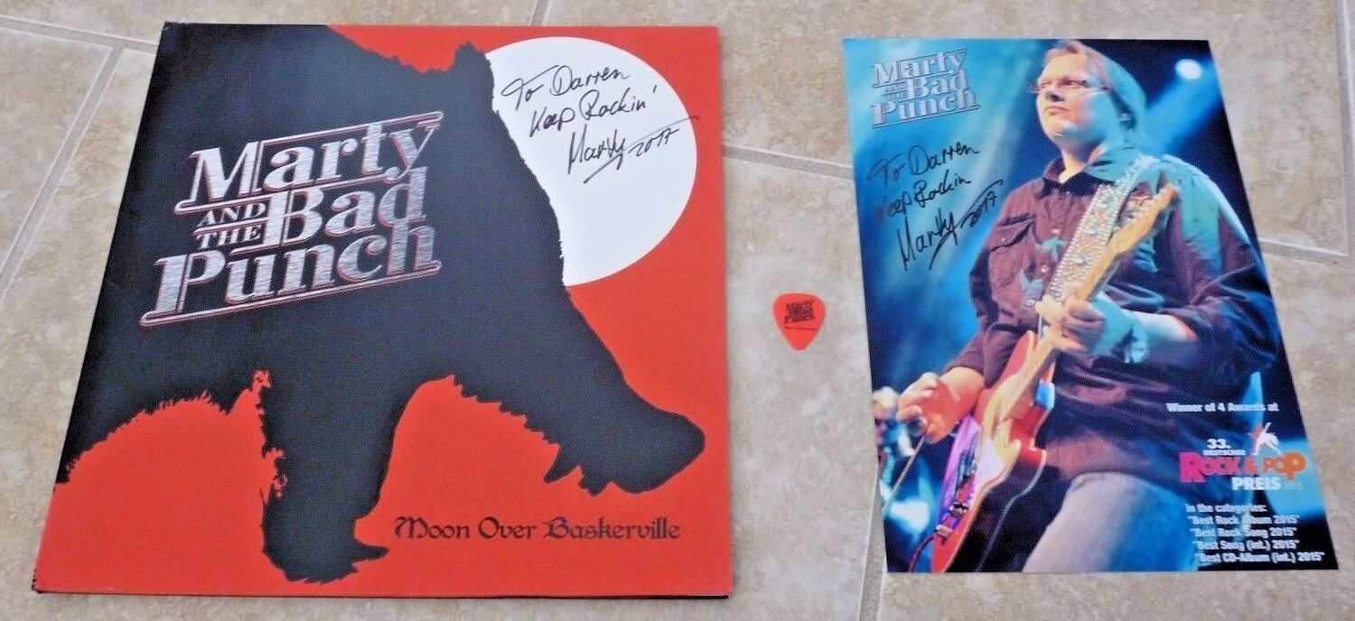 Marty & The Bad Bunch Moon Over Bakersville Autographed Signed LP Photo Poster painting & Pick