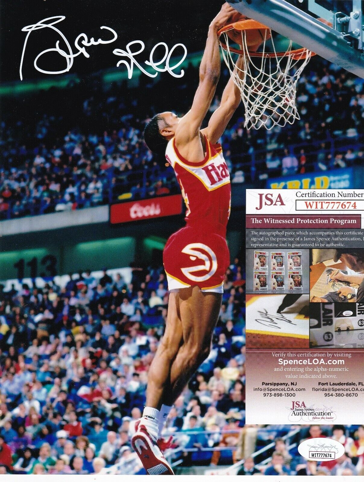 SPUD WEBB ATLANTA HAWKS JSA AUTHENTICATED ACTION SIGNED 8x10