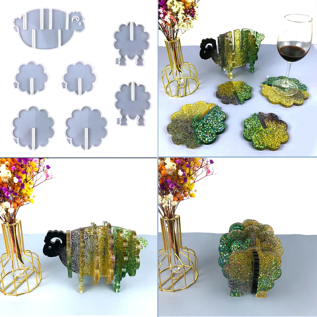 Standing Sheep Coaster Silicone Resin Casting Mold Set