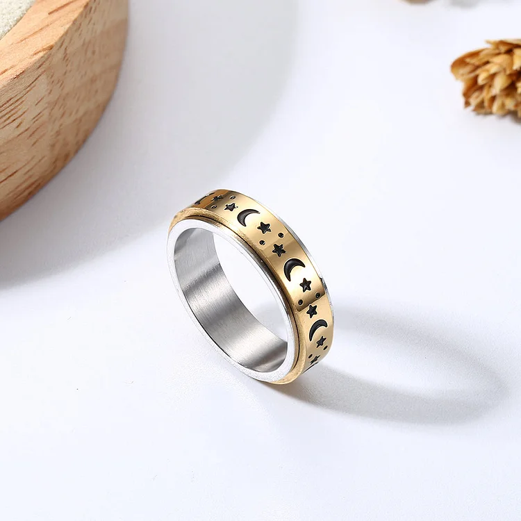 Moon And Stars Spinning Anxiety Ring