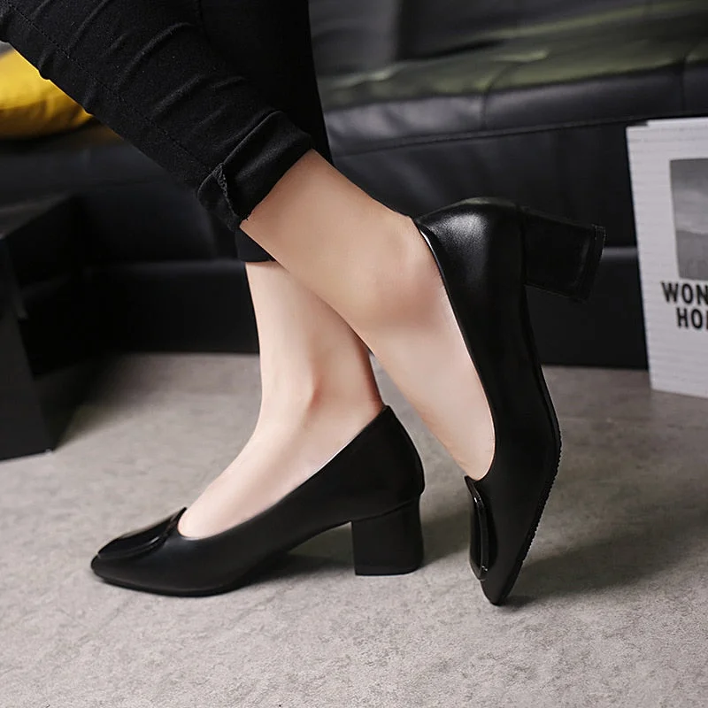 Fashion PU Leather High Heels Women Pumps Pointed Toe Work Pump Stiletto Woman Shoes Wedding Shoes Office Career Elegant Pumps