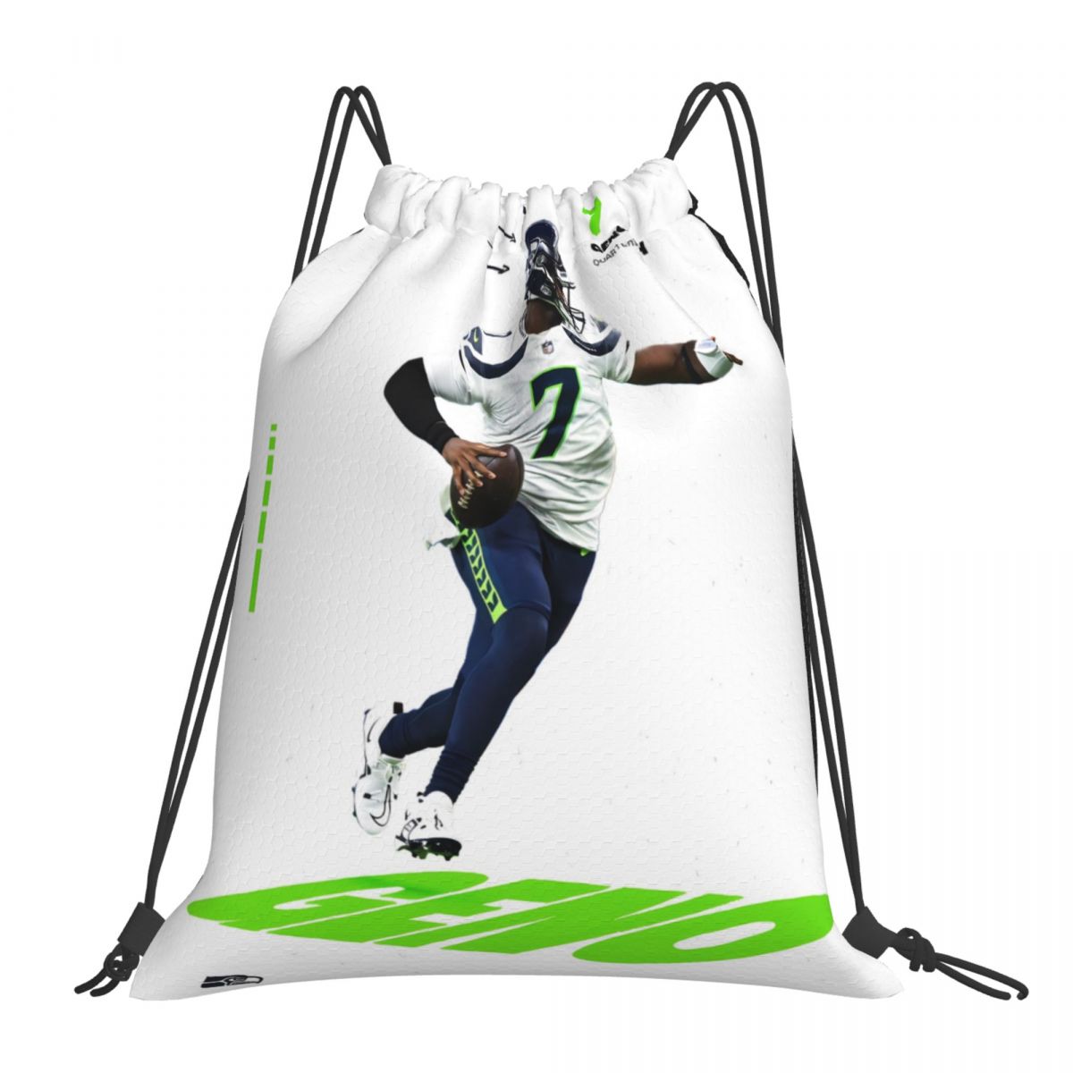 Seattle Seahawks Geno Smith Foldable Sports Gym Drawstring Bag