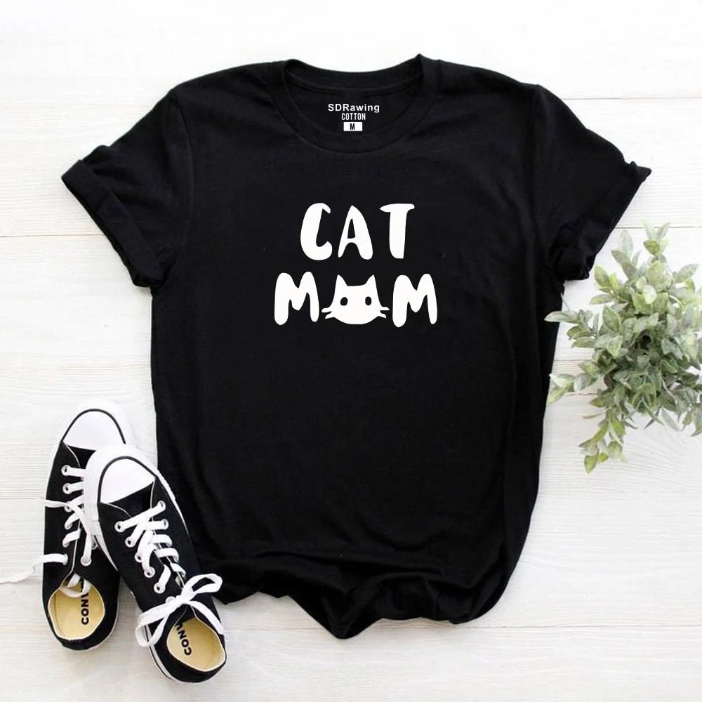 Harajuku Cat mom shirt funny tees shirt cat t shirt mom gifts graphic cat lover gift for mothers tees cute birthday top