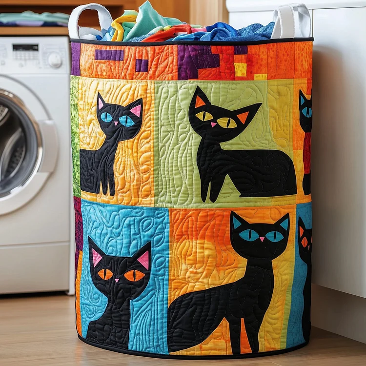 Black Cat Quilted Laundry Basket GFTOMA4679