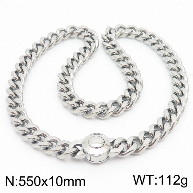 Titanium Steel 18K Gold Plated Hip-Hop Inlay Geometric Rhinestones Bracelets Necklace