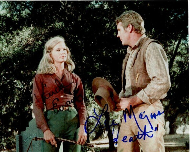 Lee majors and linda evans signed autographed the big valley Photo Poster painting