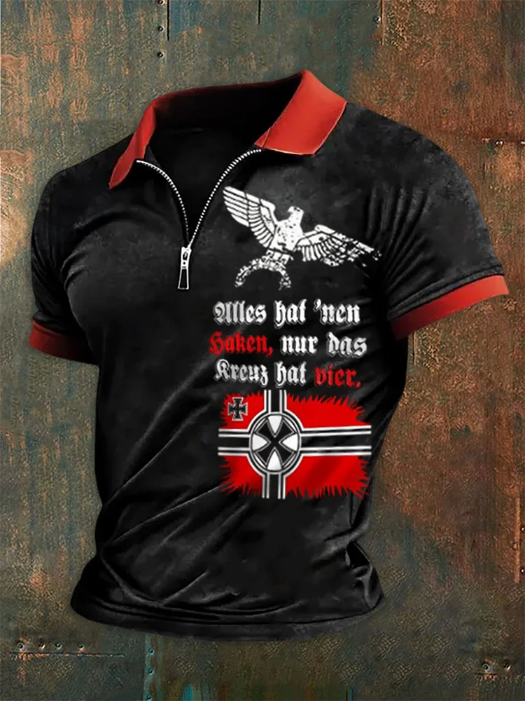 Herren Alles Hut nen Haken nur das Kreuz Hut vier Reiß verschluss Kurzarm Polo