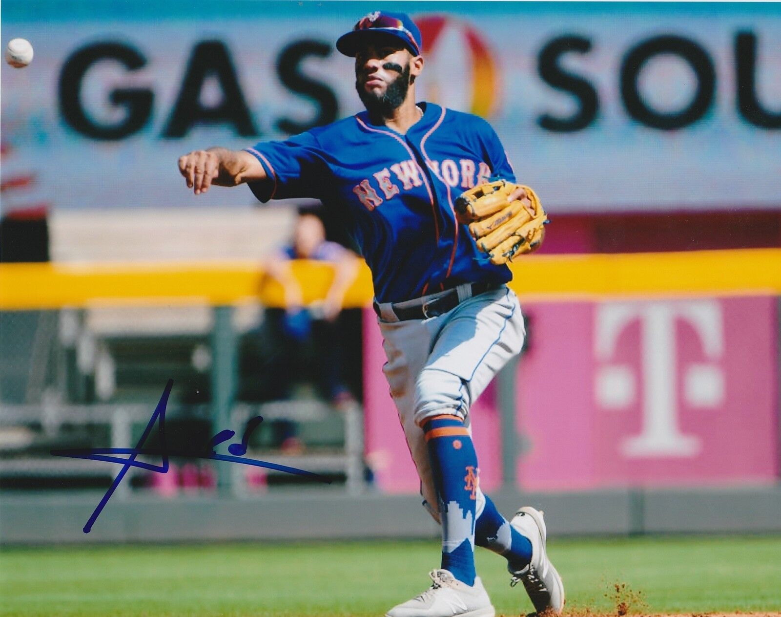 AMED ROSARIO NEW YORK METS ACTION SIGNED 8x10