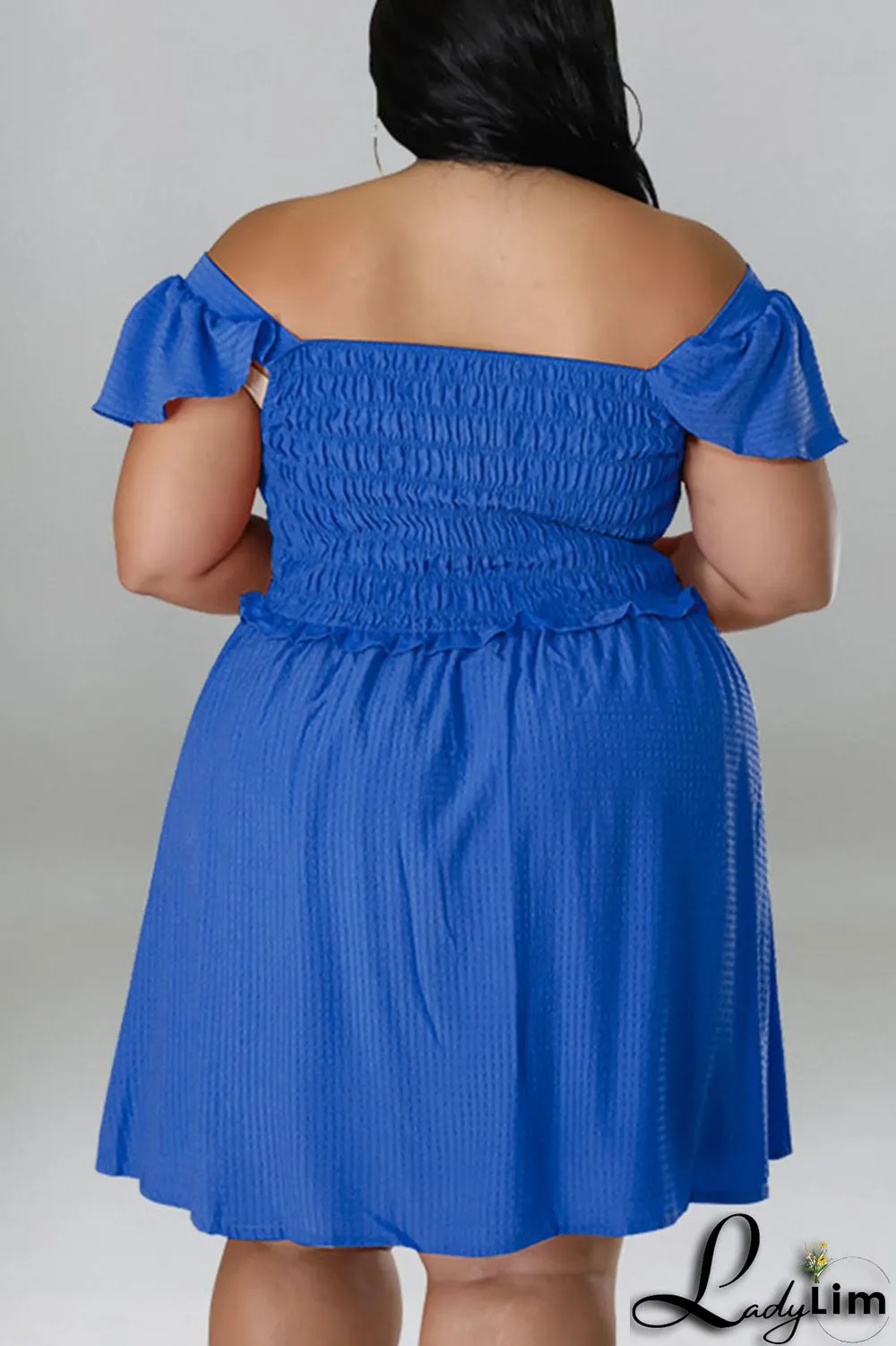 Pink Casual Sweet Solid Patchwork Fold Off the Shoulder A Line Plus Size Dresses