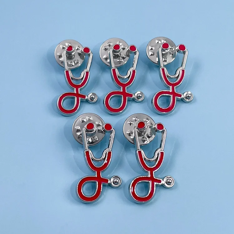 5pc Red Stethoscope Pin Pack