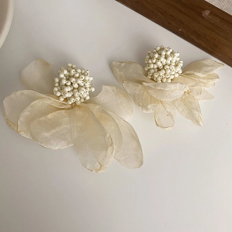 1 Pair Minimalist Flower Copper Enamel Rhinestones Drop Earrings Ear Studs