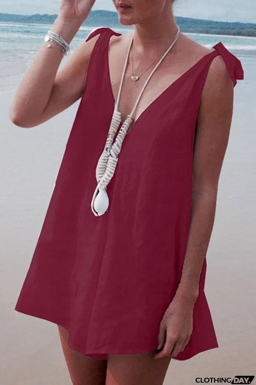 Tie Shoulder V Nck Romper