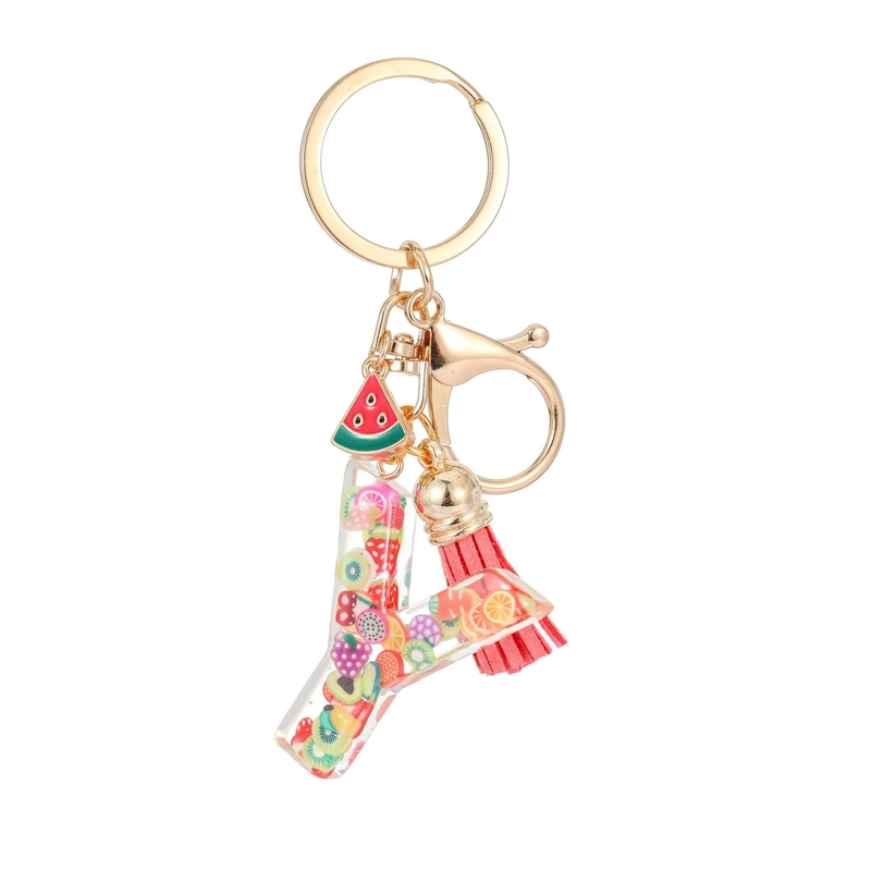 Cute Letter Tassel Watermelon Resin Unisex Keychain
