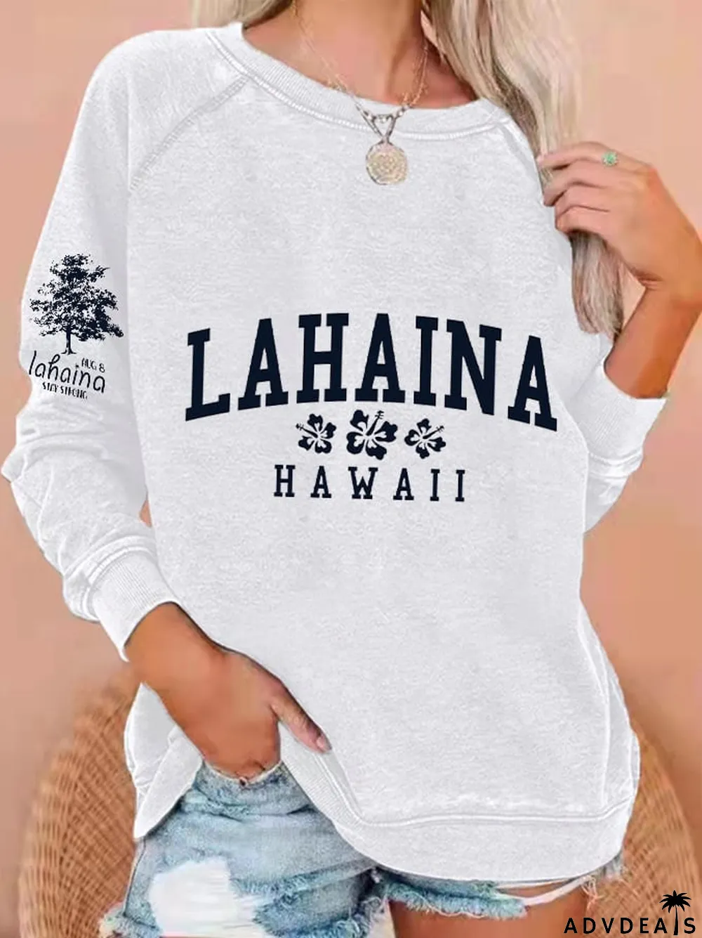 Women's Lahaina Strong Hawaii Tree of Life Aug 8 Print Sweatshirt