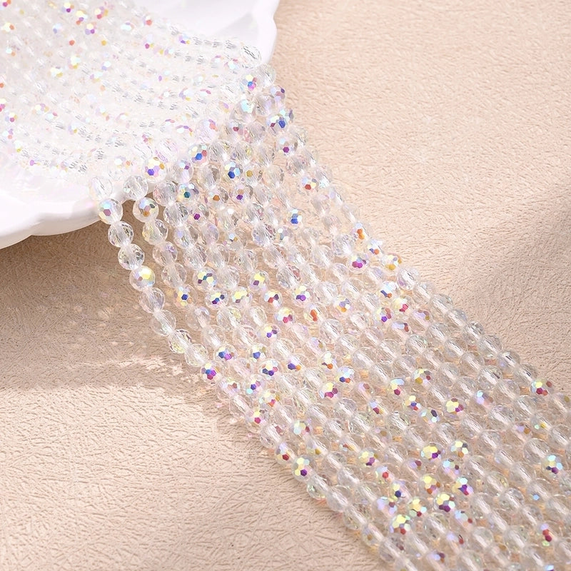 1 Strand/Package Diameter 4mm Hole Under 1mm Glass AB Color Plating Round Polished Beads