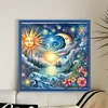 Sun Moon Ocean And Flowers-11CT Stamped Cross Stitch 40*40cm/15.75*15.75in