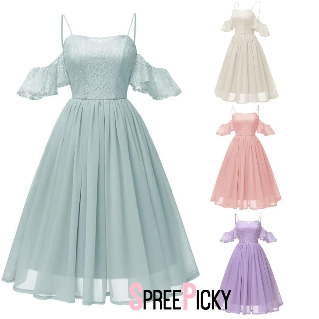 Lace Cold Shoulder Strap Dress SP13860
