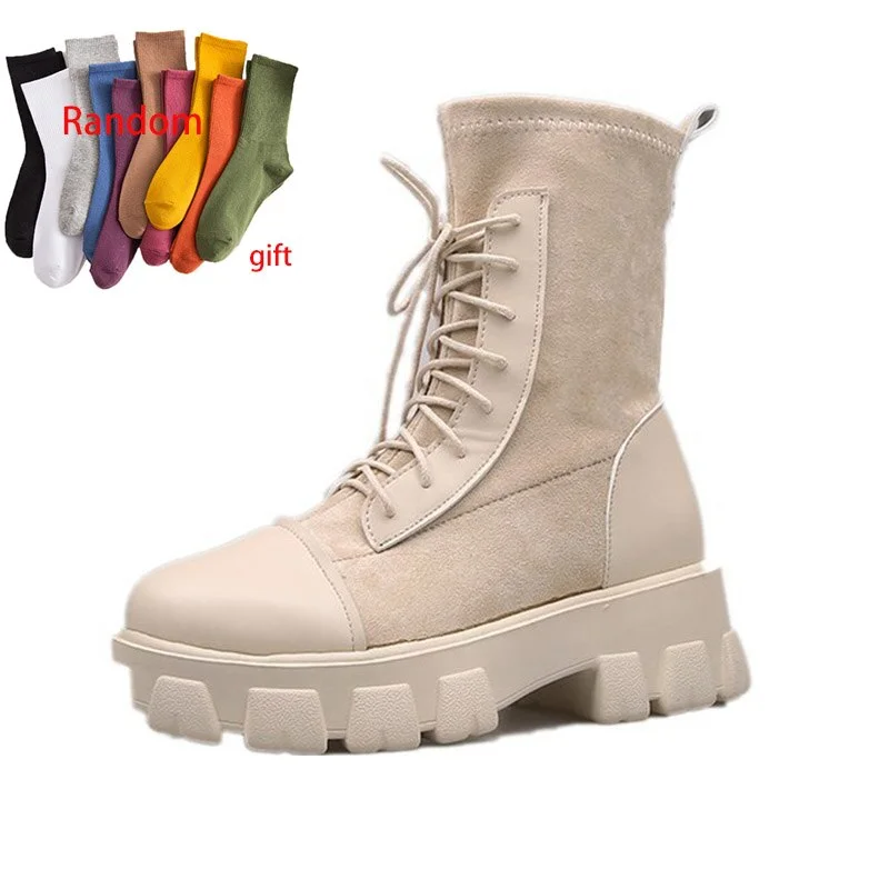 Qengg MCCKLE Women's Autumn Boots Women Ankle Boots Woman Winter Shoes Female Chunky Heel Platform High Boots Lasdies Botas Mujer 2020