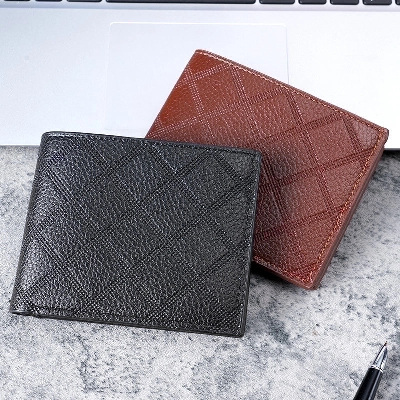 Men’s Solid Color Pu Leather Open Small Wallets