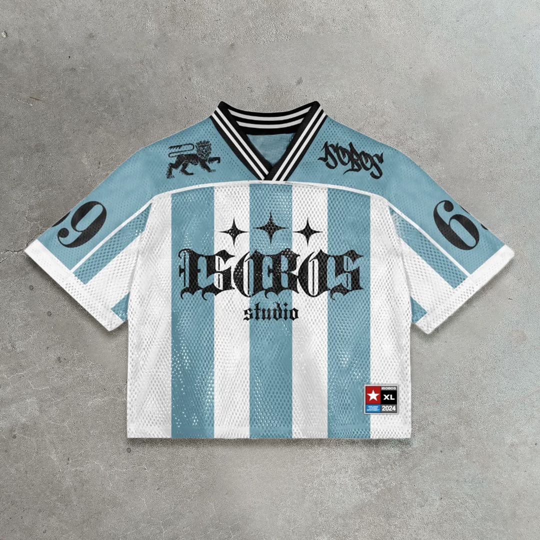 Global Tour Casual Street Stripe Mesh Splicing Jersey