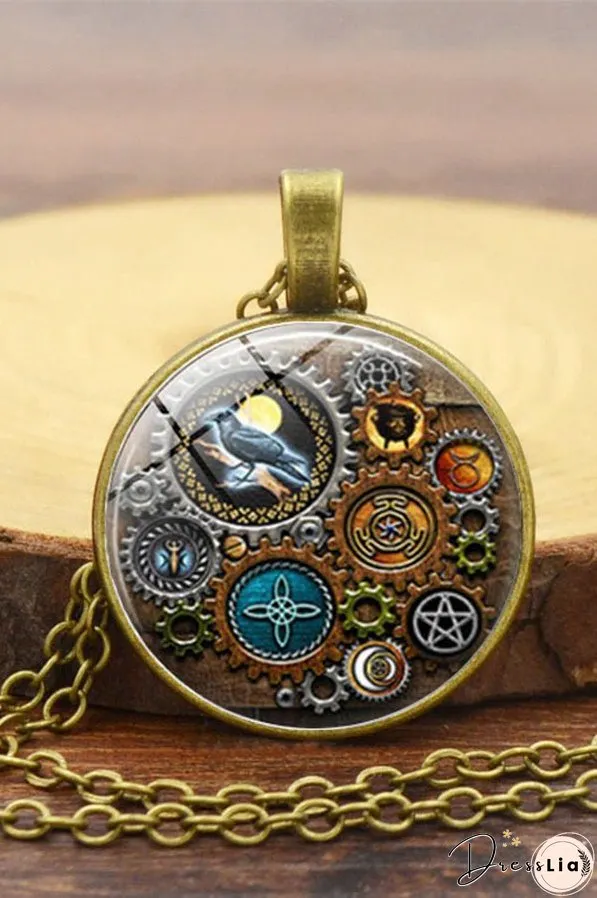 Steampunk Mechanical Time Gem Necklace