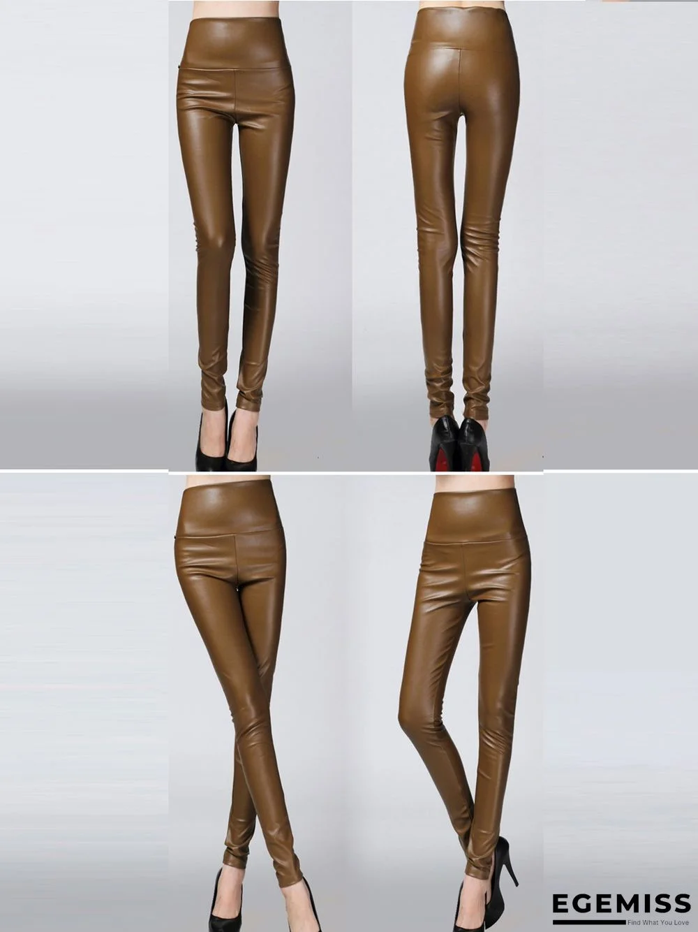 Plus size color elastic pu thick leggings leather Leggings | EGEMISS