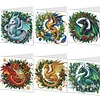 (US Only)6PCS DIY Diamond Art Greeting Cards Christmas Dragon Congratulations Cards