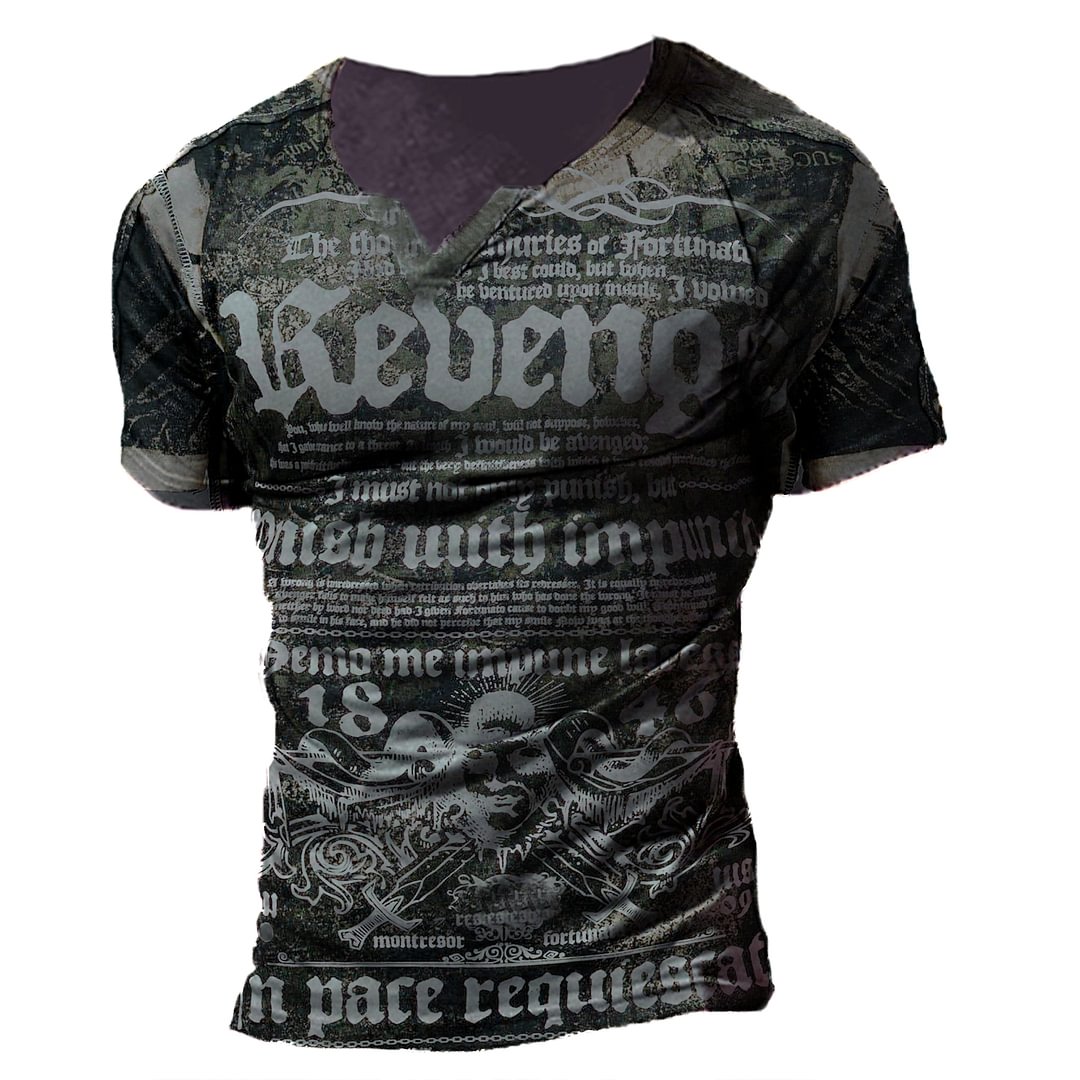 Men's Outdoor Rock Print Casual Short Sleeve T-shirt