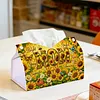 Diamond Painting PU Leather Sunflowers and Mom Tissue Box Holder Desktop Organizer Art Home Office Decor Craft Gift for Women