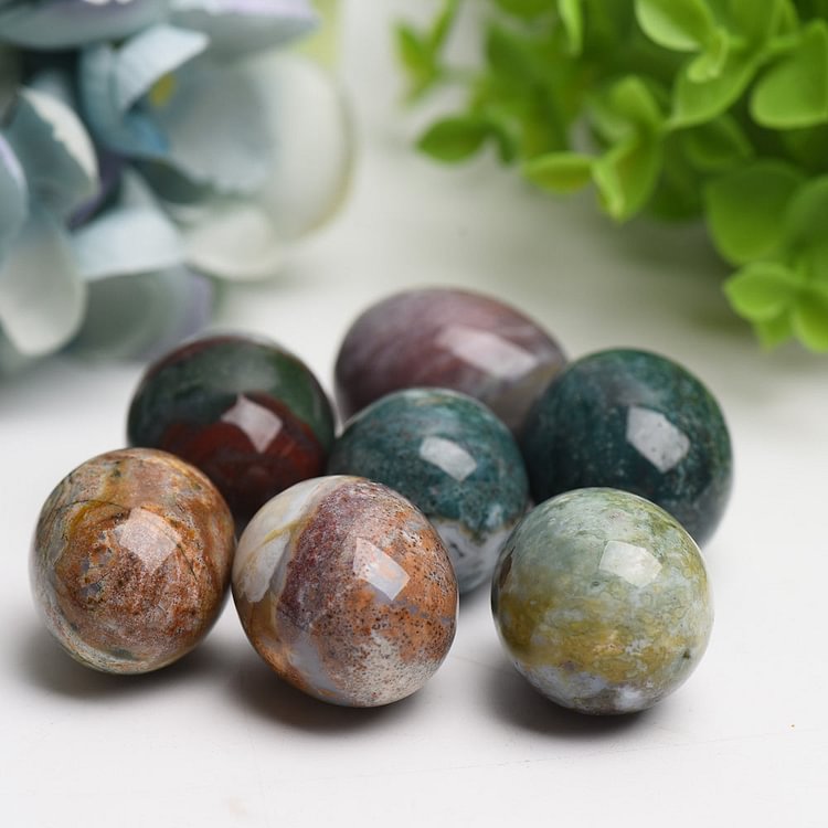 1.2" Ocean Jasper Egg Crystal Carving