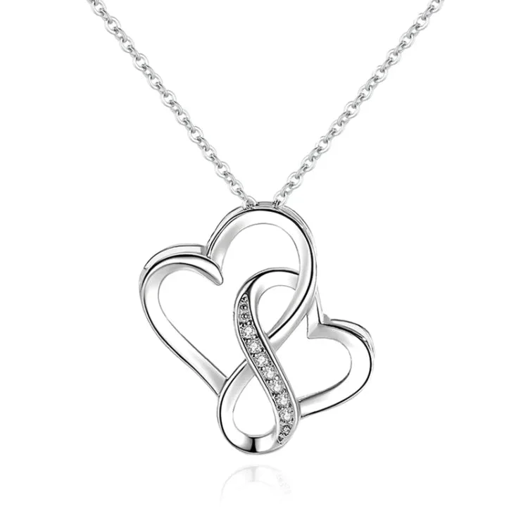 For Daughter - S925 Mother and Daughter Never Truly Apart Heart to Heart Necklace