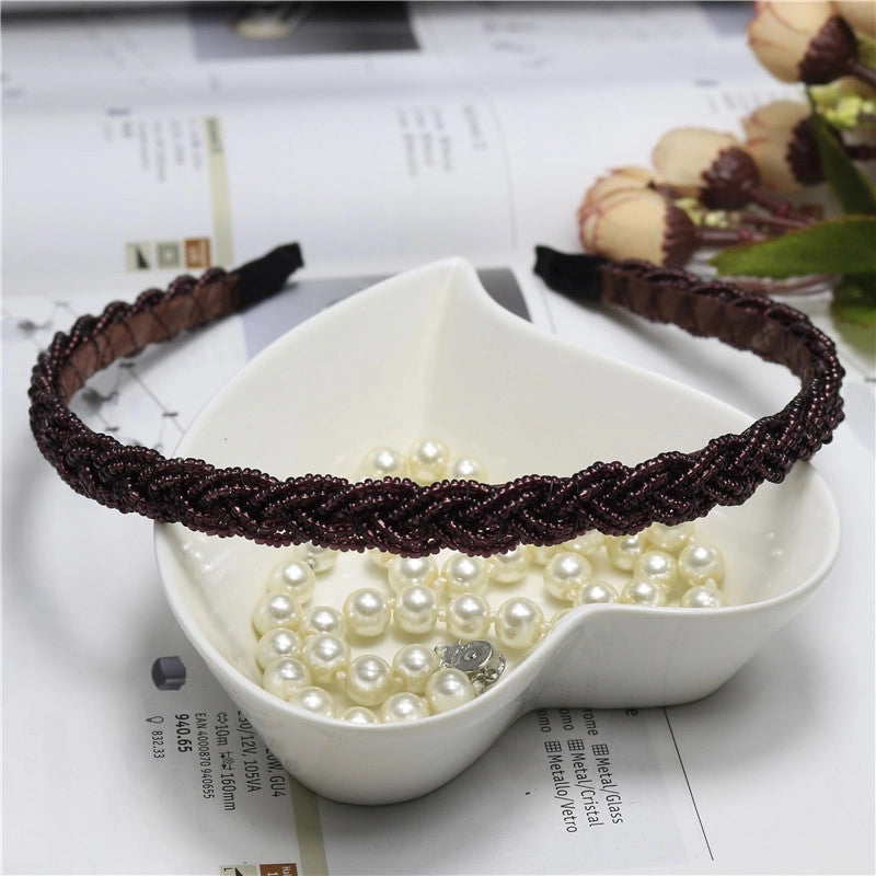 Women’s Fashion Solid Color Plastic Beaded Hair Band