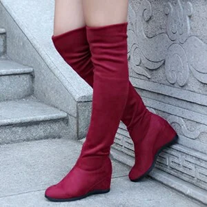 Mongw 2019 Woman Boots Rubber Platform Boots Spring Summer Over Knee Wedges Shoes Fashion Round Toe Woman Shoes Lady Footwear