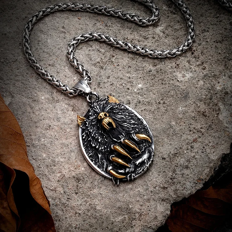 Coutureaura Viking Fenrir Wolf Pendant Neckalce