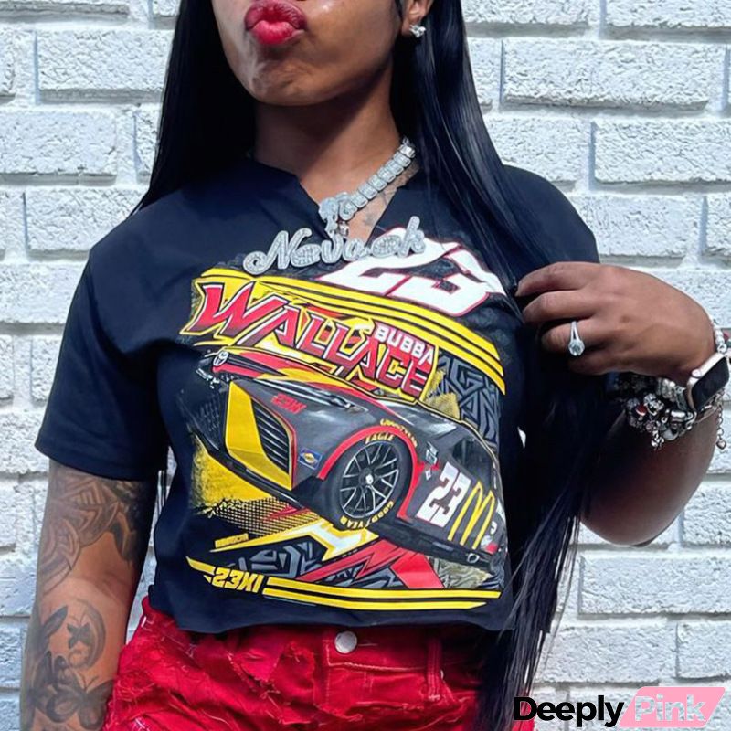 Women Fashion Loose Fun Pattern Printed V-Neck Short Sleeve T-Shirt