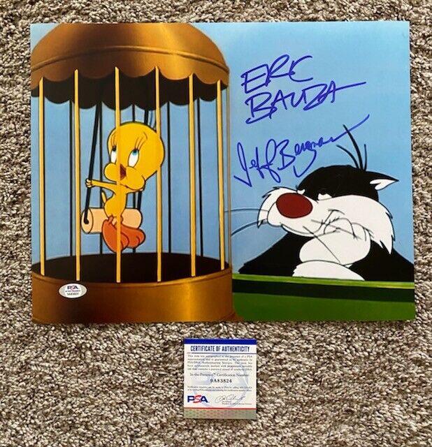 Jeff Bergman & Eric Bauza Sylvester And Tweety Space Jam Signed 11x14 Photo Poster painting PSA