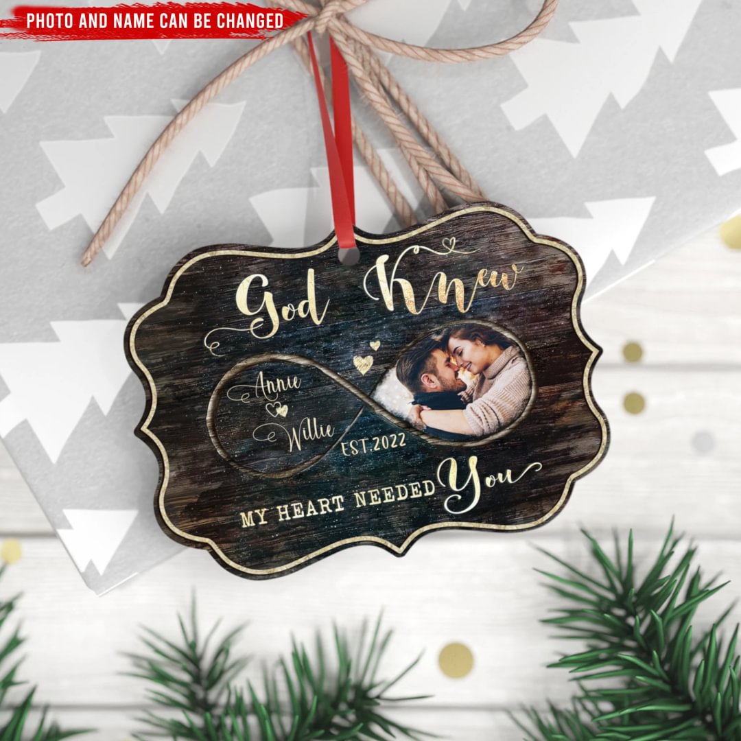 Personalized Couples Christmas Gift Ornament, Custom Name and Date