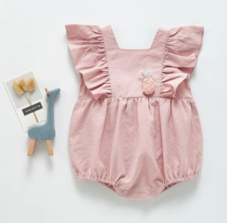 Summer 2021 Baby Kids Rompers Short Sleeve Embroidery Flower Cute Creeper Baby Girl's Bodysuit Outfits