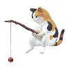 Fishing Cat Ornament Mini Cat Figurine Home Car Interior Decoration (7Pcs)