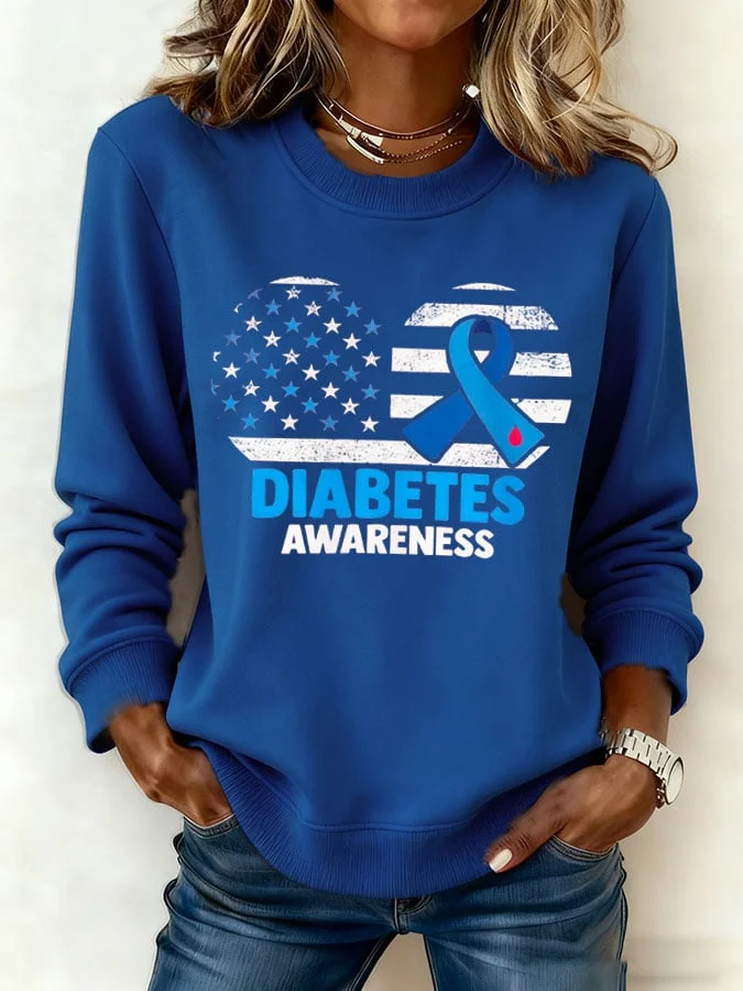Women's DIABETES AWARENESS Printed Sweatshirt socialshop